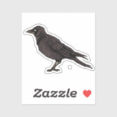 Raven Creepy Crow Bright Gothic Ink Art Sticker (Vel)