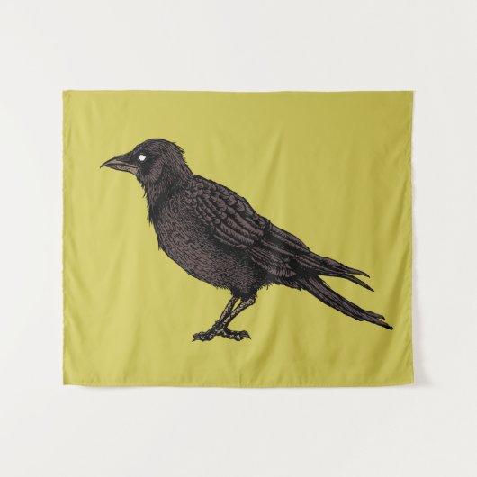 Raven Creepy Crow Bright Gothic Ink Art Wandkleed (Voorkant (horizontaal))