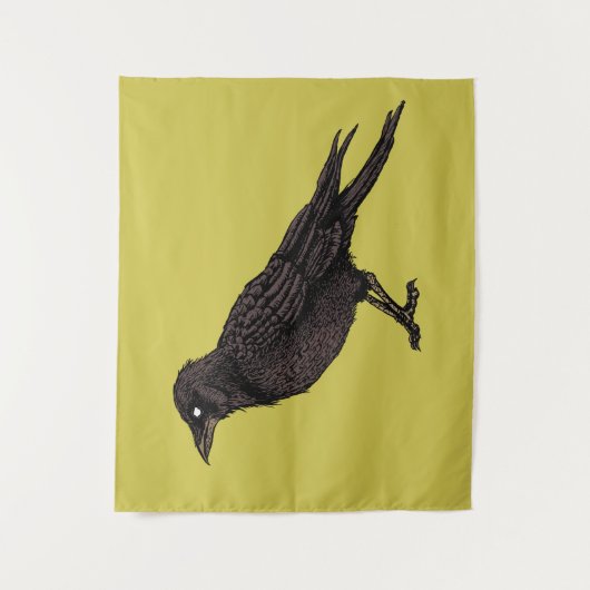 Raven Creepy Crow Bright Gothic Ink Art Wandkleed (Voorkant)