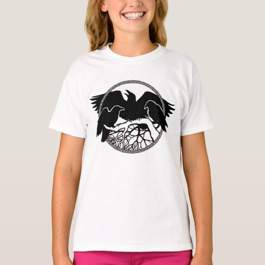 Raven/Crow Art T-shirt van het meisje (Voorkant)
