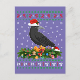 Raven Crow Bird Lover Xmas Santa Hat Ugly Crow Briefkaart