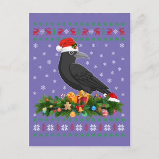 Raven Crow Bird Lover Xmas Santa Hat Ugly Crow Briefkaart