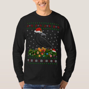 Raven Crow Bird Lover Xmas Santa Hat Ugly Crow Chr T-shirt