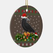 Raven Crow Bird Lover Xmas Santa Hat Ugly Crow Keramisch Ornament (Rechts)