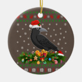 Raven Crow Bird Lover Xmas Santa Hat Ugly Crow Keramisch Ornament (Voorkant)