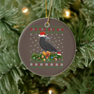 Raven Crow Bird Lover Xmas Santa Hat Ugly Crow Keramisch Ornament