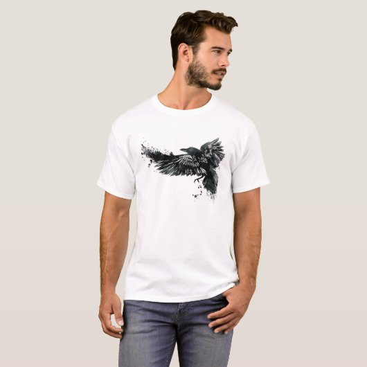Raven Crow Bird Raven T-shirt Tattoo Shirt Art T-s (Voorkant volledig)