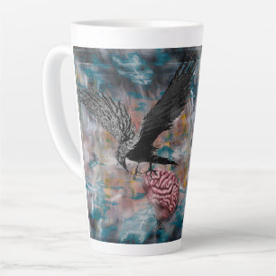 Raven Crow Black Bird Brain Abstracte surrealistis Latte Mok