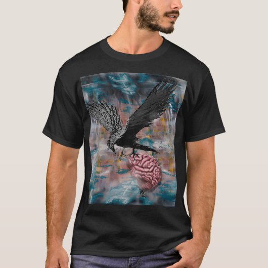 Raven Crow Black Bird Brain Abstracte surrealistis T-shirt (Voorkant)