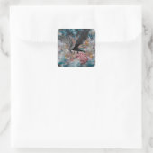 Raven Crow Black Bird Brain Abstracte surrealistis Vierkante Sticker (Tas)