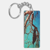 Raven Crow Black Bird Silver Tree Blue Sky Photo Sleutelhanger (Voorkant Links)