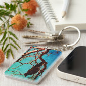 Raven Crow Black Bird Silver Tree Blue Sky Photo Sleutelhanger (Voorkant Rechts)