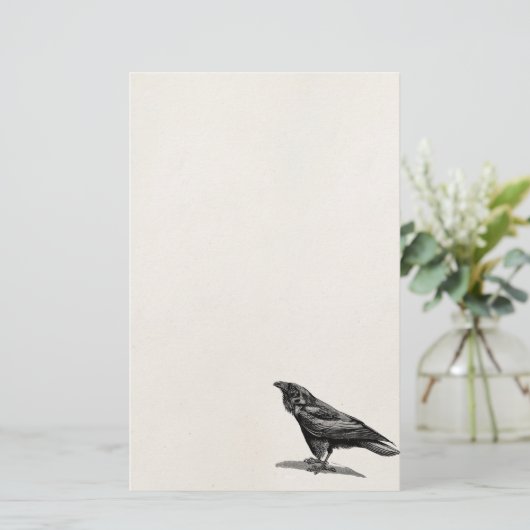  Raven Crow Blackbird Bird Illustratie Briefpapier (Staand voorkant)