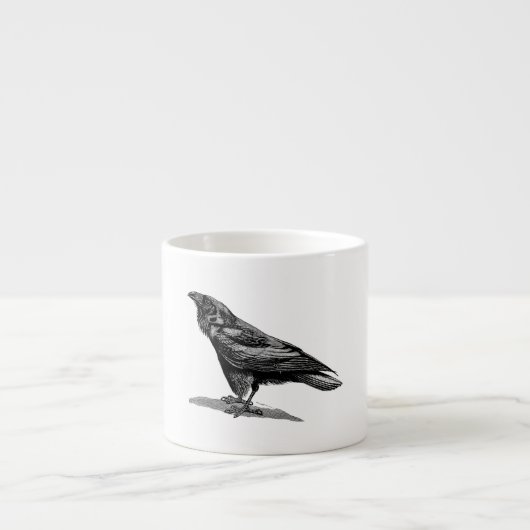  Raven Crow Blackbird Bird Illustratie Espresso Kop (Voorkant)