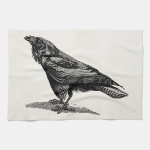 Raven Crow Blackbird Bird Illustratie Theedoek