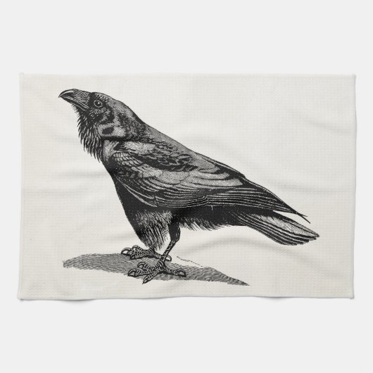  Raven Crow Blackbird Bird Illustratie Theedoek (Horizontaal)