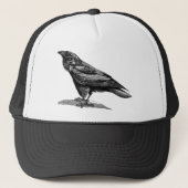  Raven Crow Blackbird Bird Illustratie Trucker Pet (Voorkant)