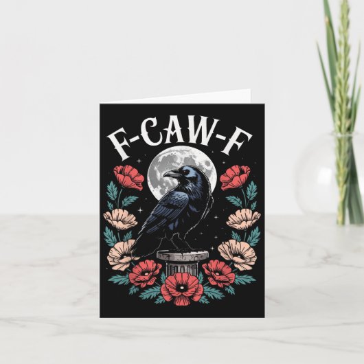 Raven Crow F-craw-f Halloween Bird Face Gothic Sp Kaart (Voorkant)