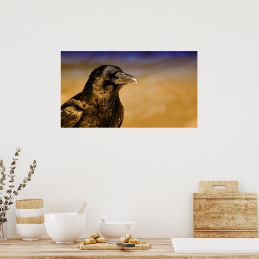 Raven Crow Gothic Fantasy Black Bird Natuur Poster (Keuken)