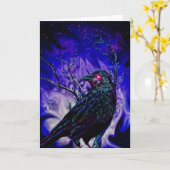 Raven/Crow Greeting Card Kaart (Gele Bloem)