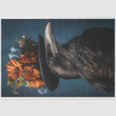  Raven Crow Vogel Bloemen Decoupage Tissuepapier (Voorkant)