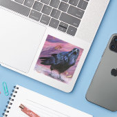 Raven Custom-Cut Vinyl Sticker (Laptop met iPhone)