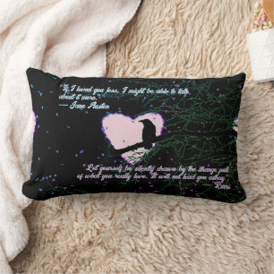 Raven Dark Love Gebarsten Glanzend Hart met Citate Kussen