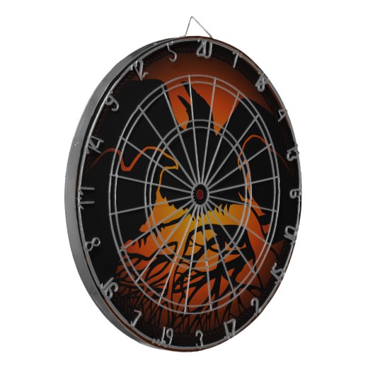 Raven Dartboard Cool Tribal Raven Art Dartboard Dartbord (Voorkant Links)