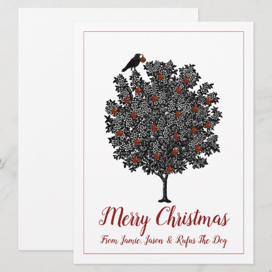 Raven decorates kerstboom feestdagenkaart (Voorkant / Achterkant)