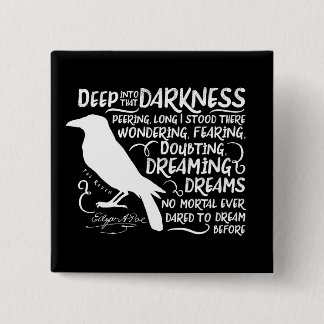 Raven (diep in die duisternis) van Edgar Allan Poe Vierkante Button 5,1 Cm