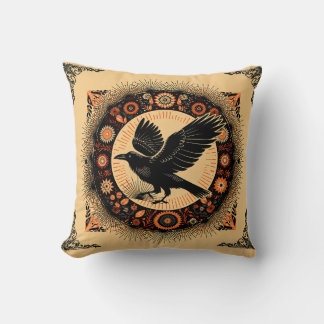 Raven Donkere Academische Mandala Cirkel Boho Goti Kussen