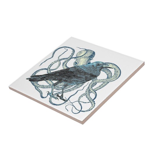 Raven droomt van de octopus tegeltje (Zijkant)