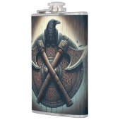 Raven en bijlen - Noorse Warrior Shield Wall Art Heupfles (Links)