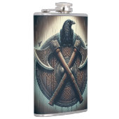 Raven en bijlen - Noorse Warrior Shield Wall Art Heupfles (Rechts)