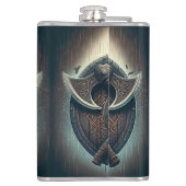 Raven en bijlen - Noorse Warrior Shield Wall Art Heupfles (Achterkant)