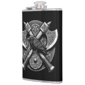 Raven en bijlen - Noorse Warrior Shield Wall Art Heupfles (Links)