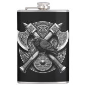 Raven en bijlen - Noorse Warrior Shield Wall Art Heupfles (Voorkant)