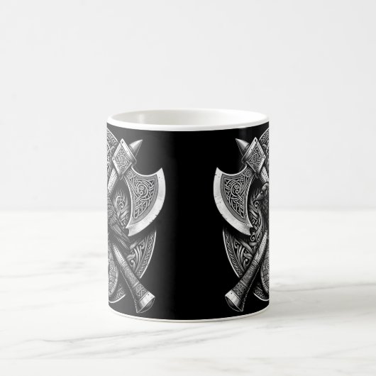 Raven en bijlen - Noorse Warrior Shield Wall Art Koffiemok (Center)