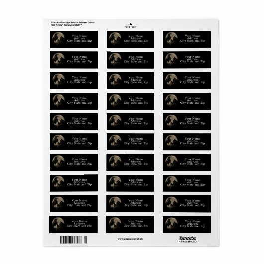 Raven en Black Cats Return Address Labels (Full Sheet)