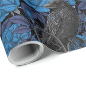 Raven en blauwe rozen cadeaupapier (Rol Hoek)