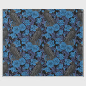 Raven en blauwe rozen cadeaupapier (Vlak)