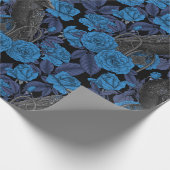 Raven en blauwe rozen cadeaupapier (Hoek)
