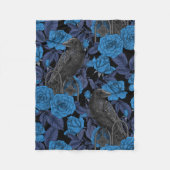 Raven en blauwe rozen fleece deken (Voorkant)