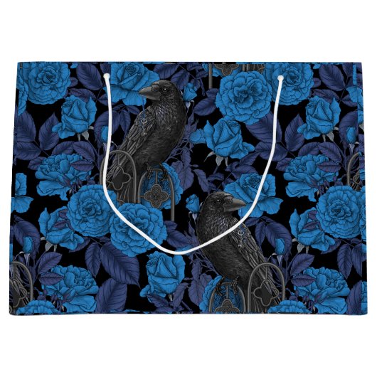 Raven en blauwe rozen groot cadeauzakje (Voorkant)