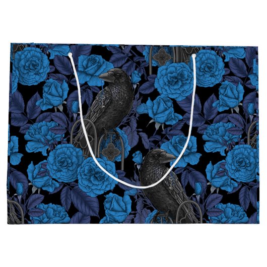 Raven en blauwe rozen groot cadeauzakje (Achterkant)