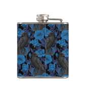 Raven en blauwe rozen heupfles (Achterkant)