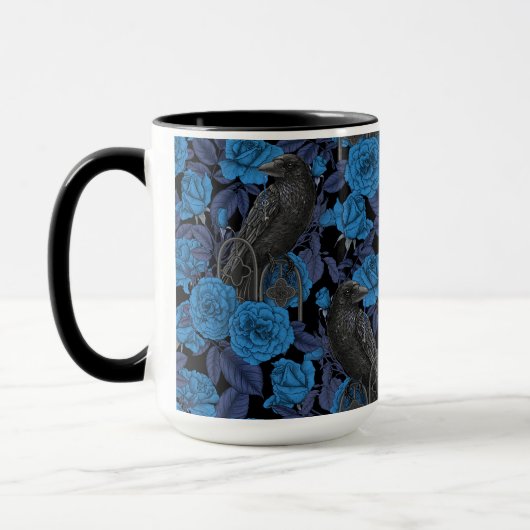 Raven en blauwe rozen mok (Links)
