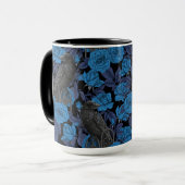 Raven en blauwe rozen mok (Voorkant links)