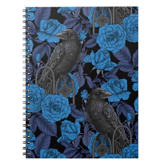 Raven en blauwe rozen notitieboek (Voorkant)