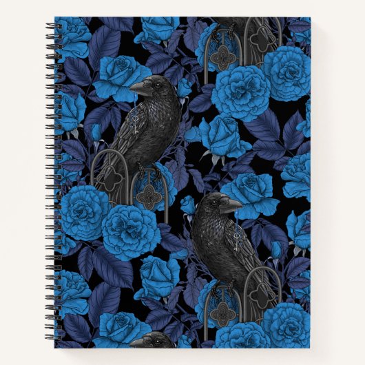 Raven en blauwe rozen notitieboek (Voorkant)